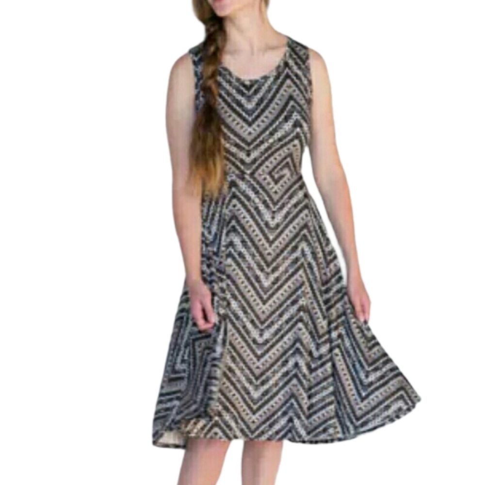 Agnes and Dora Women's Size XS Dress Fit Flare Angelou Taupe Sleeveless Made USA
